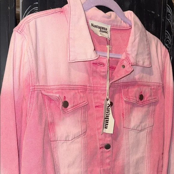 Savanna Jane Pink Jean Jacket with Rhinestone Fringe - Picture 9 of 9